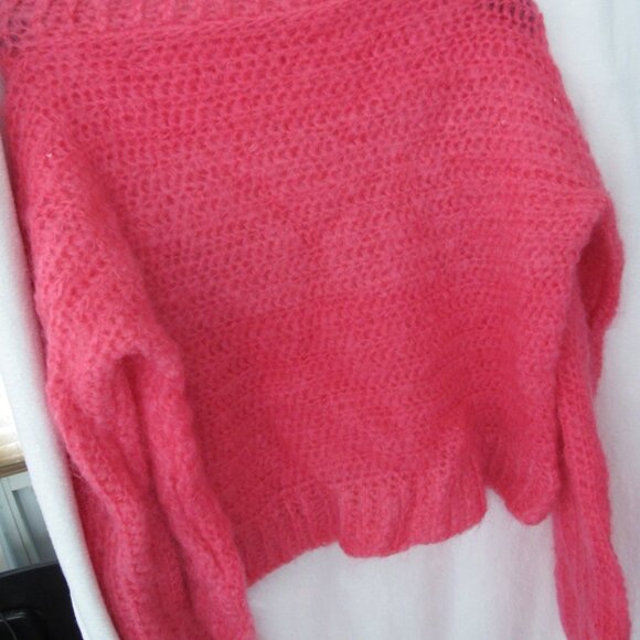 NEW Handmade Bright Pink Mohair Oversized Crop Sweater - Picture 10 of 10